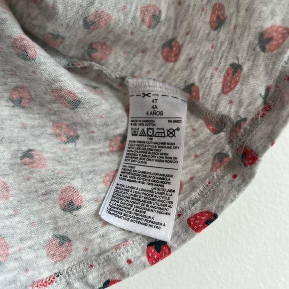 Old Navy Casual Grey Short Sleeve Dress with Red Strawberry Print | Girls 4T - Picture 5 of 6